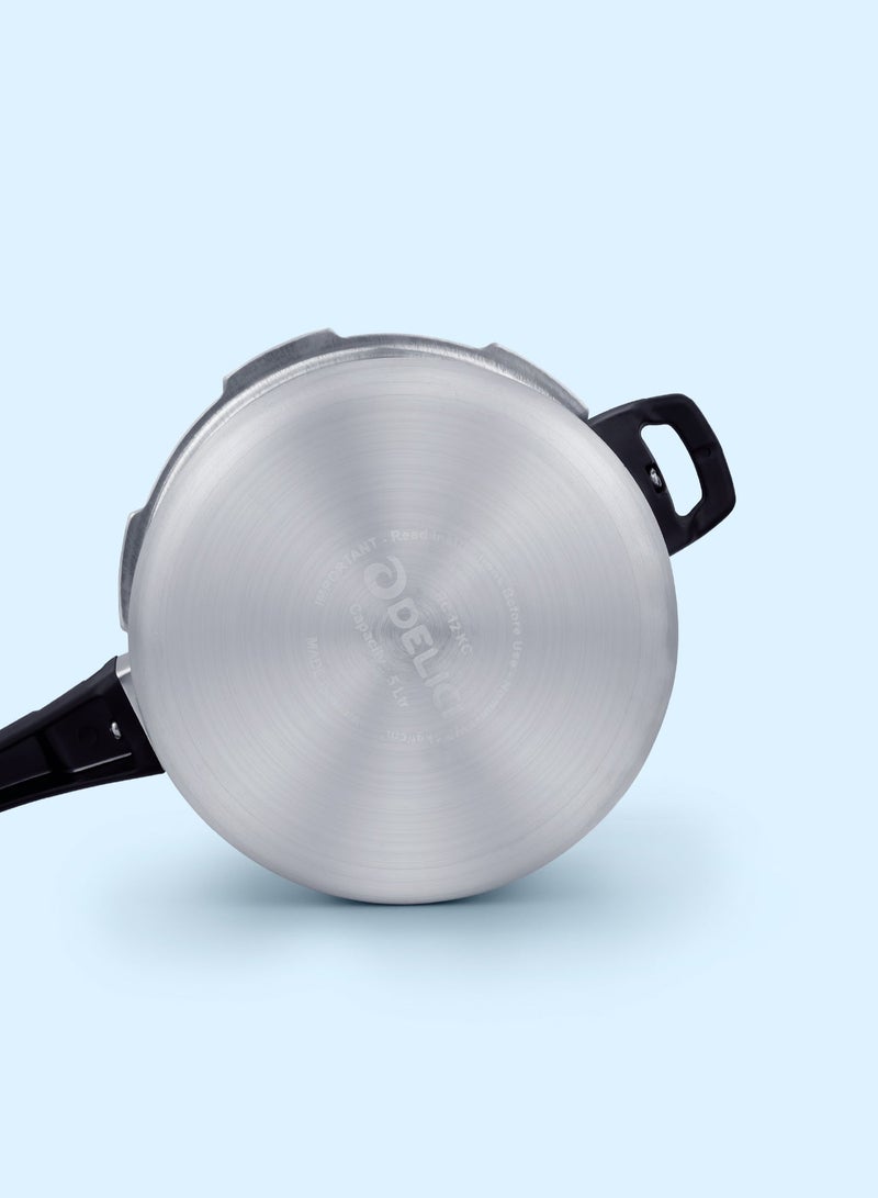 ديليتشي 5لترات طنجرة ضغط بدون تنقيط سعة 5 لتر (ADPC5E) - ألومنيوم بكر ممتاز، تحكم ذكي في الانسكاب، تسخين حراري عالي، منظم الجودة، غطاء مانع للتسرب، مقبض مقاوم للحرارة، قاعدة مضادة للانتفاخ None - Image 5